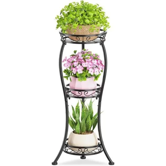 3 Tier Tall Metal Plant Stand, 33 Inch Plant Stands Indoor Outdoor